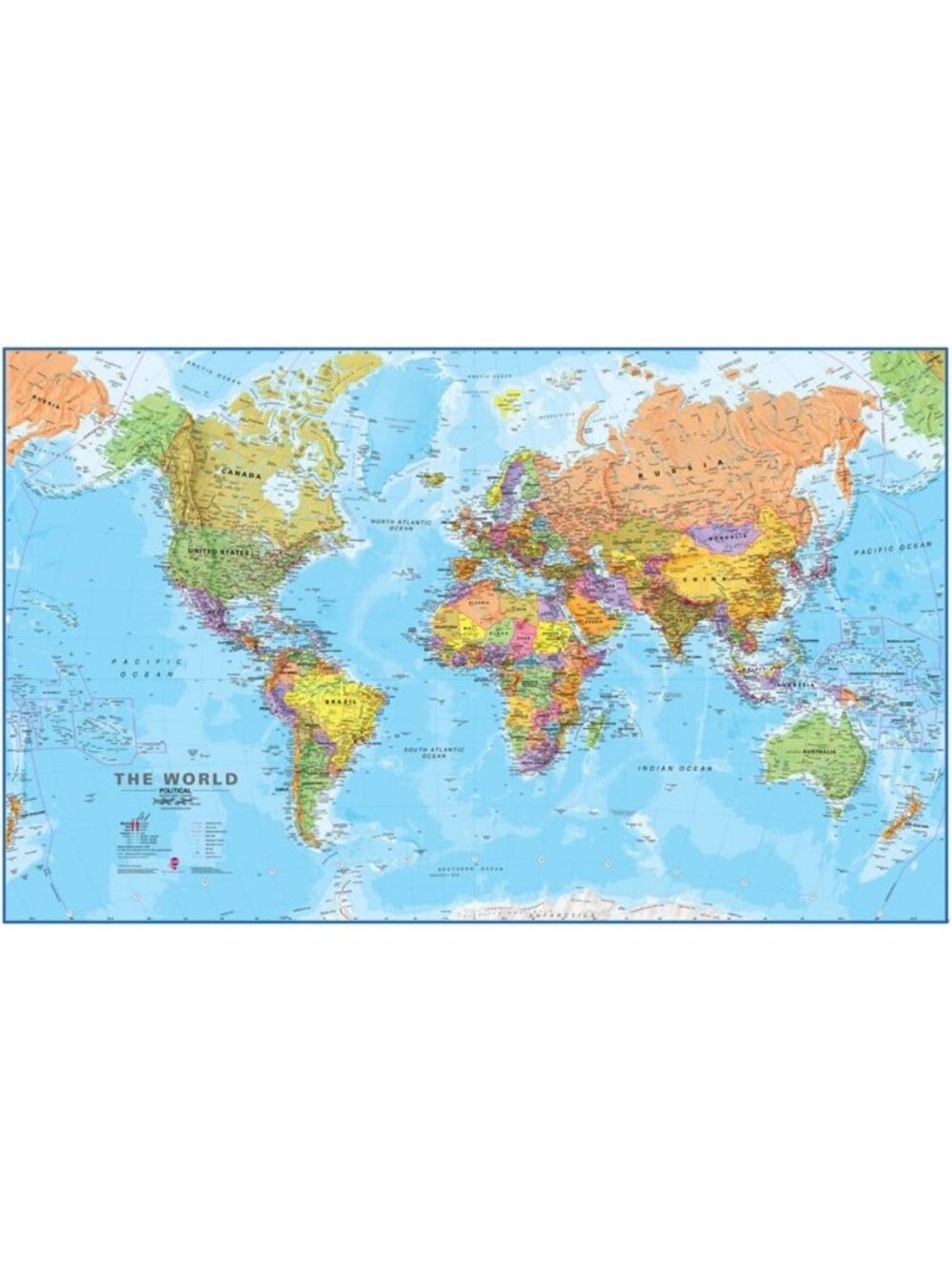 Large Laminated World Map - 46x80 Mega Map - 2026 Updated Geography Decor